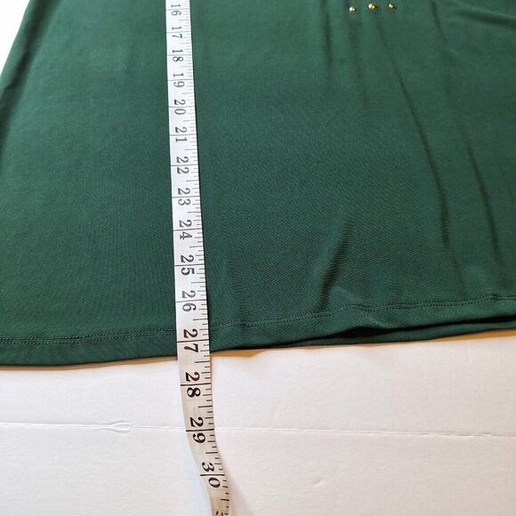 Premise Womens Tunic Top Size 1X Green Long Sleeve Studded‎ Zipper Front Stretch - Picture 12 of 13